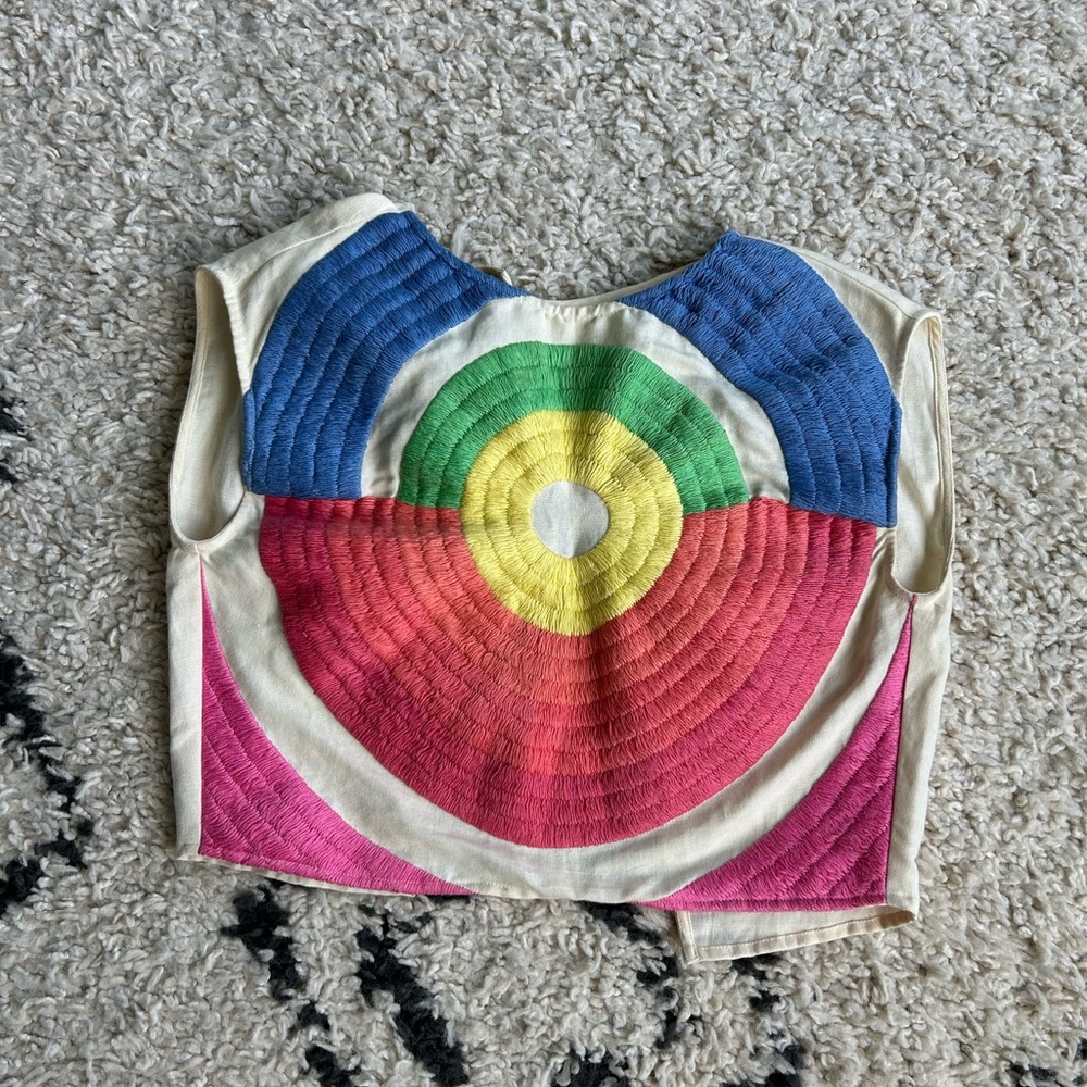 Mara Hoffman electrolight linen embroidered crop top